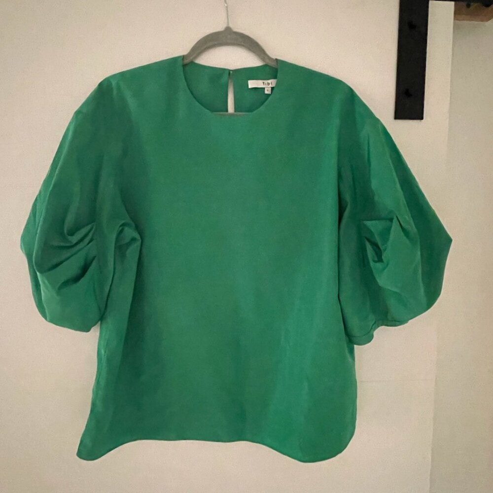 Tibi Nylon Balloon Sleeve Top